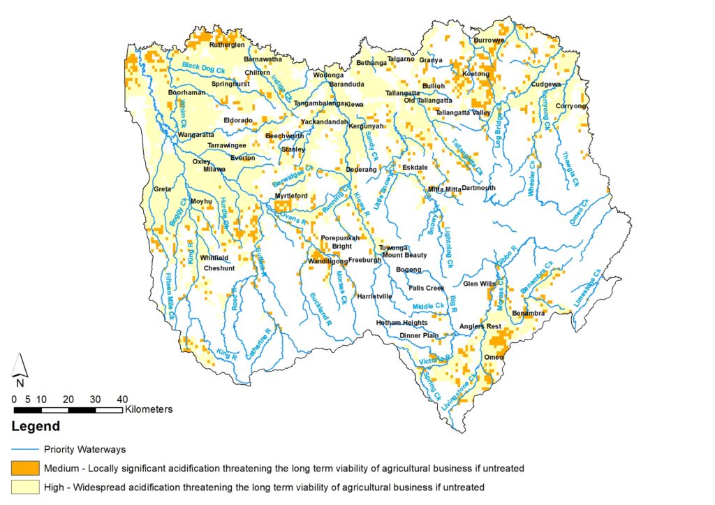 Soil Acidification risk in the North East Management Unit is widespread across most of the lowland country